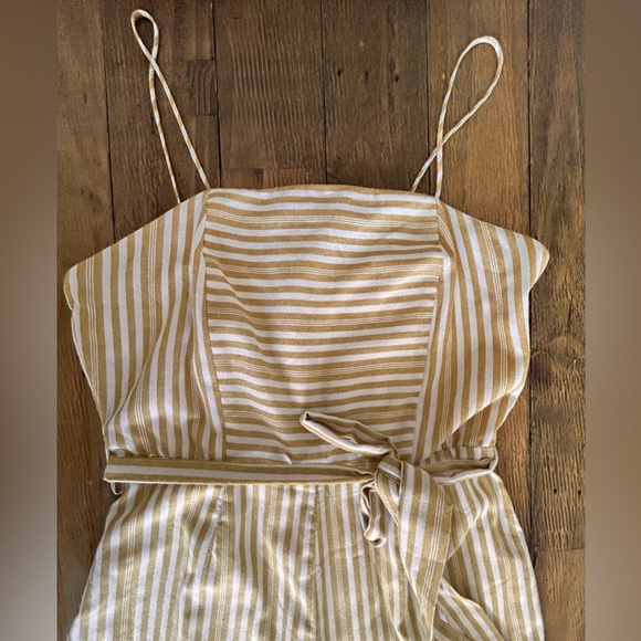 💖5 for $50💖SIENNA SKY Jumper spaghetti straps striped yellow and white Lined - Picture 4 of 12